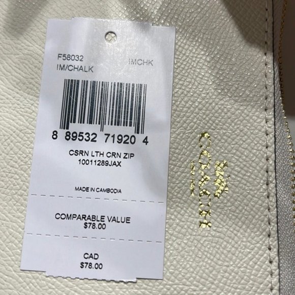 Coach Corner Zip Wristlet Chalk Leather - Picture 3 of 7